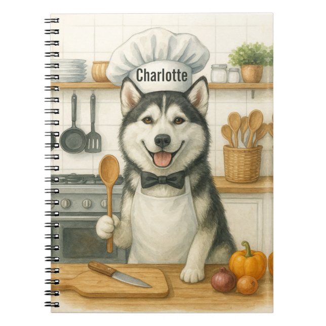 Carnet Nom personnalisé Chien drôle de chef sibérien husk (Devant)