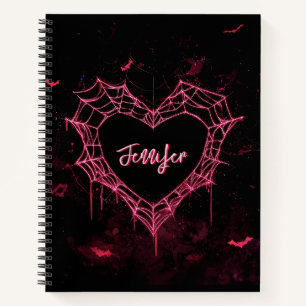 Carnet Nom personnalisé Cœur rose gothique mignon Toile d