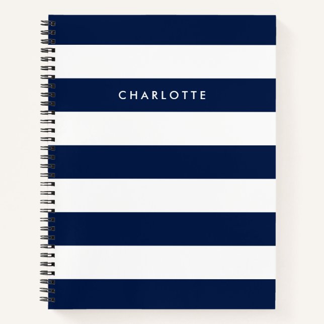Carnet Nom personnalisé Couleur modifiable et bandes blan (Devant)