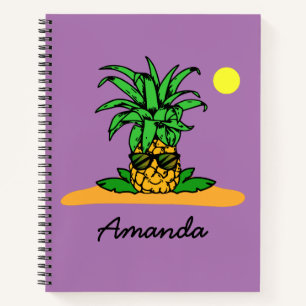 Carnet Nom personnalisé Cute Funny Pineappy Lavender