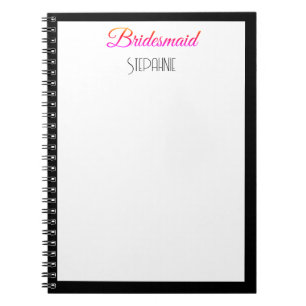 Carnet Nom personnalisé de la domestique Mariage noir ros
