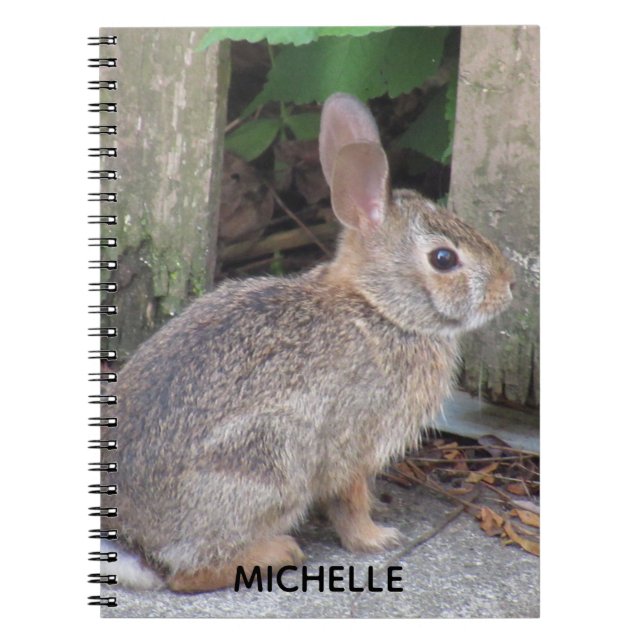 Carnet Nom personnalisé de la photo de lapin (Devant)