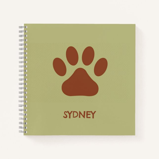 Carnet Nom personnalisé de patte chien Brown (Devant)