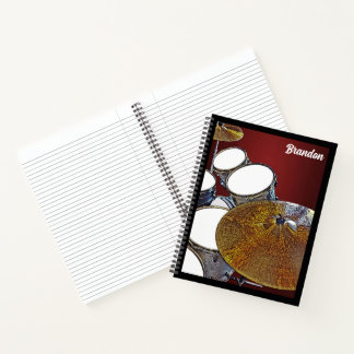 Carnet Nom personnalisé Drummer Musicien Drum Kit Rock &