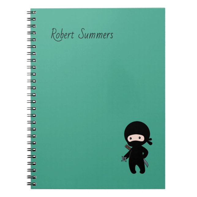 Carnet Nom personnalisé du minuscule Ninja sur le vert fo (Devant)