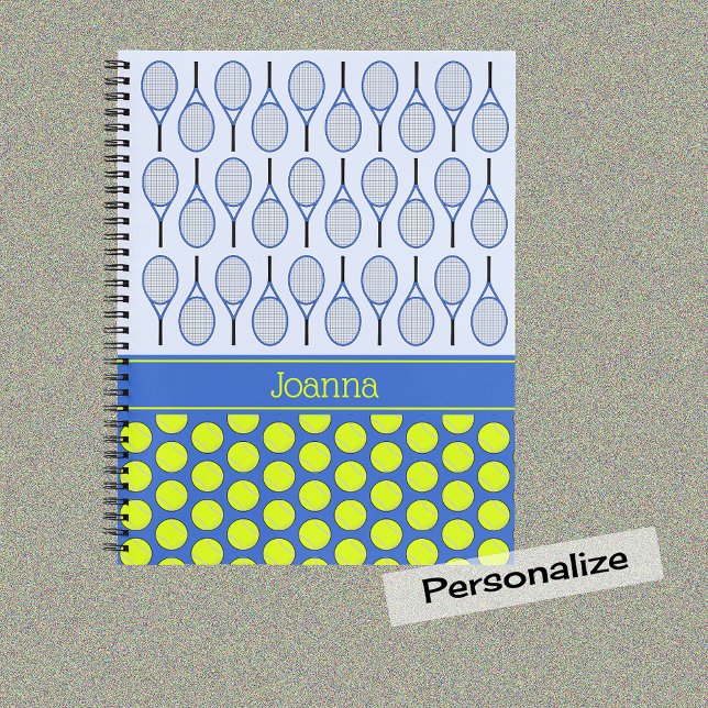 Carnet Nom personnalisé du motif à thème de tennis (Créateur téléchargé)