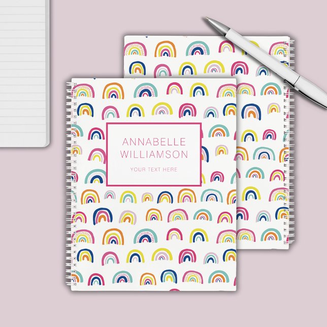 Carnet Nom personnalisé du motif arc-en-ciel (Rainbow pattern personalized notebook/journal)