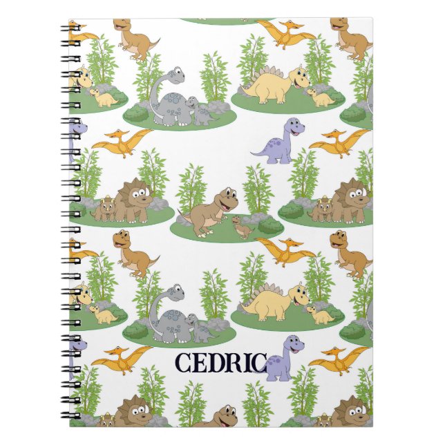 Carnet Nom personnalisé du Motif Dinosaur Tree pour enfan (Devant)