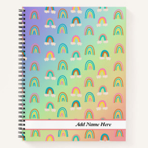 Carnet Nom personnalisé du Motif Rainbow Cute