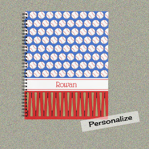Carnet Nom personnalisé du motif sur le thème du baseba