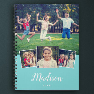 Carnet Nom personnalisé écriture moderne Cool 4 Collage P