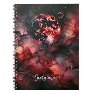 Carnet Nom personnalisé Eerie Lune de sang Halloween Encr