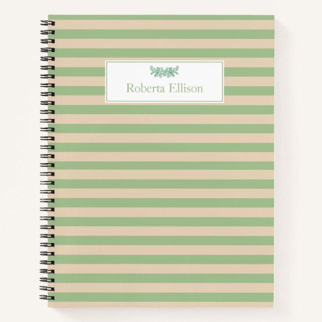 Carnet Nom Personnalisé Élégant Pastel Stripes Business (Devant)