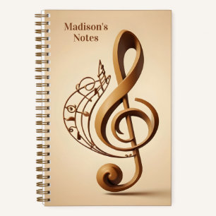 Carnet Nom personnalisé et texte - Note de clic musicale