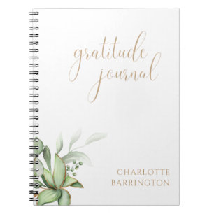 Carnet Nom personnalisé Eucalyptus Green Gratitude Journa