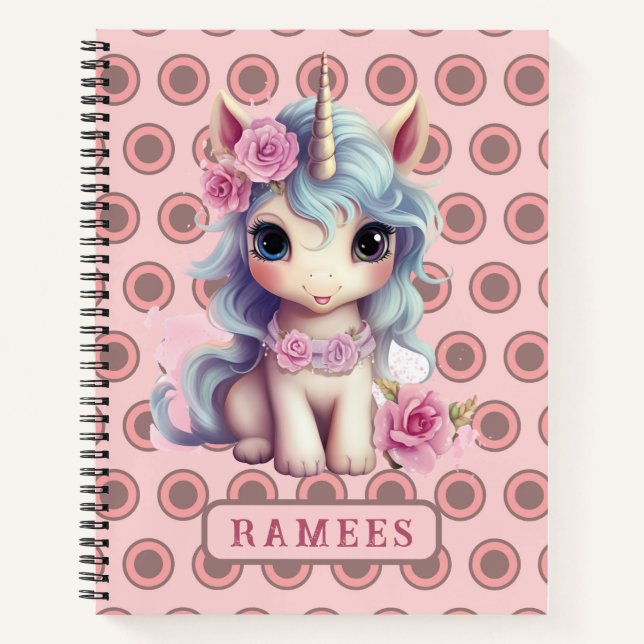Carnet Nom personnalisé Fairy Baby Unicorn Sparkling (Devant)