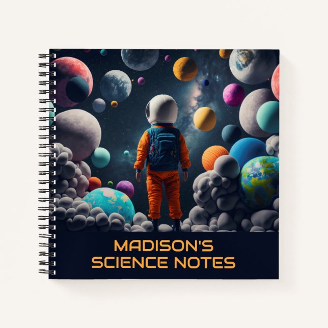 Carnet Nom personnalisé Fantastique Enfant de l'espace (Devant)