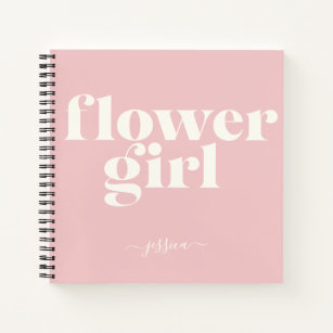 Carnet Nom personnalisé Flower Girl Cadeau Blush Rose