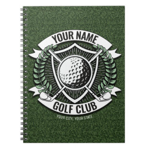 Carnet NOM personnalisé Golfer Golf Club Turf Clubhouse