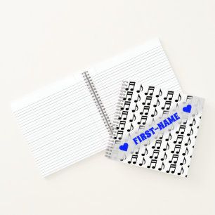 Carnet Nom personnalisé + grille de notes musicales