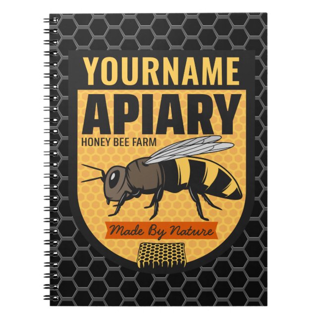 Carnet NOM PERSONNALISÉ Honey Bee Apiary Beehives Farm (Devant)