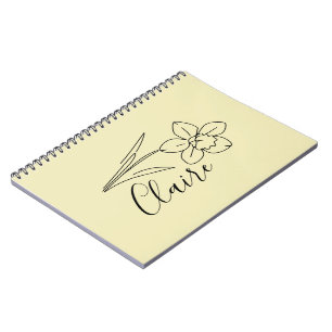 Carnet Nom personnalisé Jonquille de mars Fleur de naissa