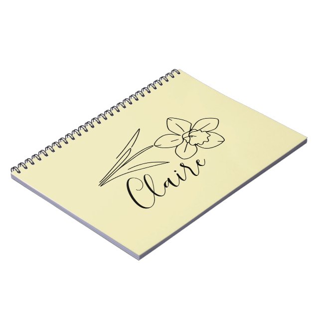 Carnet Nom personnalisé Jonquille de mars Fleur de naissa (Côté gauche)