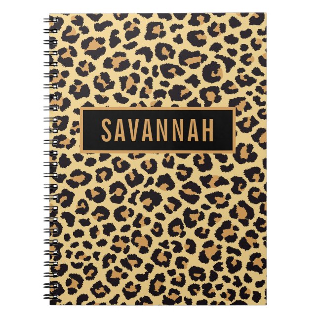 Carnet Nom personnalisé Leopard Poster de animal Motif cl (Devant)