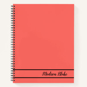 Carnet Nom personnalisé minimaliste en rouge clair