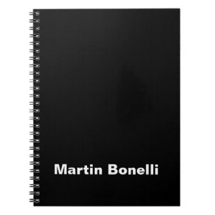 Carnet Nom personnalisé minimaliste moderne noir blanc