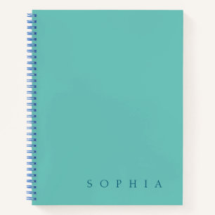 Carnet Nom personnalisé moderne Turquoise et bleu