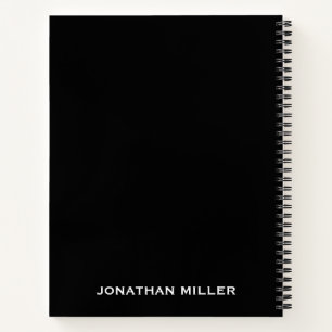 Carnet Nom personnalisé noir professionnel pour gauches