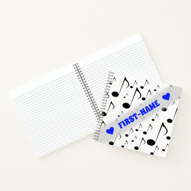 Carnet Nom personnalisé + Nombreux bloc-notes musicaux Mo (Intérieur)