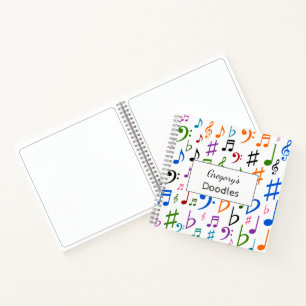 Carnet Nom personnalisé ; Nombreux notes et symboles de 