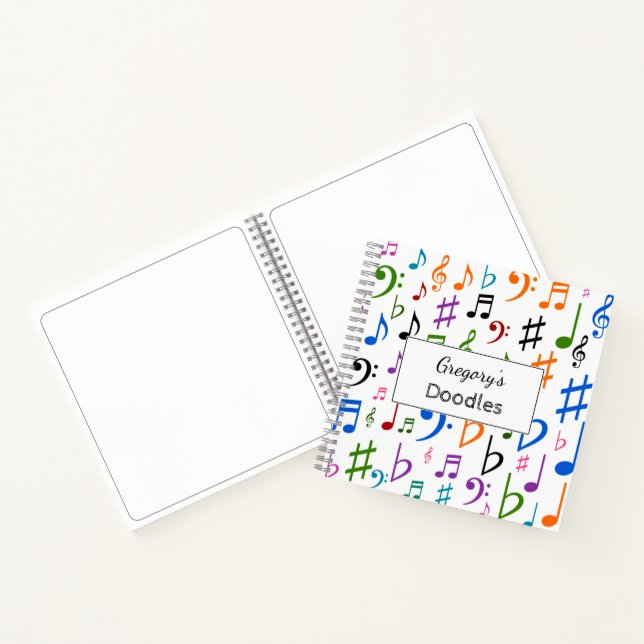 Carnet Nom personnalisé ; Nombreux notes et symboles de m (Intérieur)