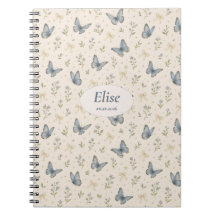 Nom personnalisé Papillon Bleu Ruban Cadeau Floral
