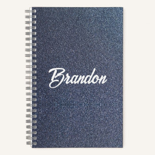 Carnet Nom personnalisé parties scintillant bleue