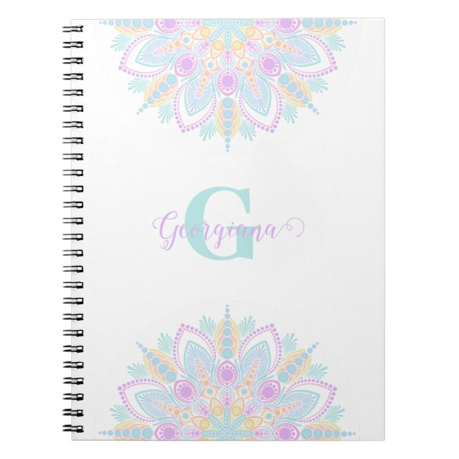 Carnet Nom personnalisé Pastel Rainbow Floral Sundae Mand (Devant)