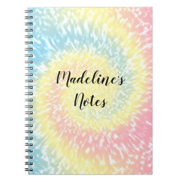 Carnet Nom personnalisé Pastel Tie Dye Hippy Swirl