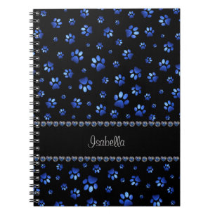Carnet Nom personnalisé, pattes de chien de parties scint
