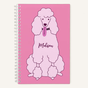 Carnet Nom personnalisé Poodle rose