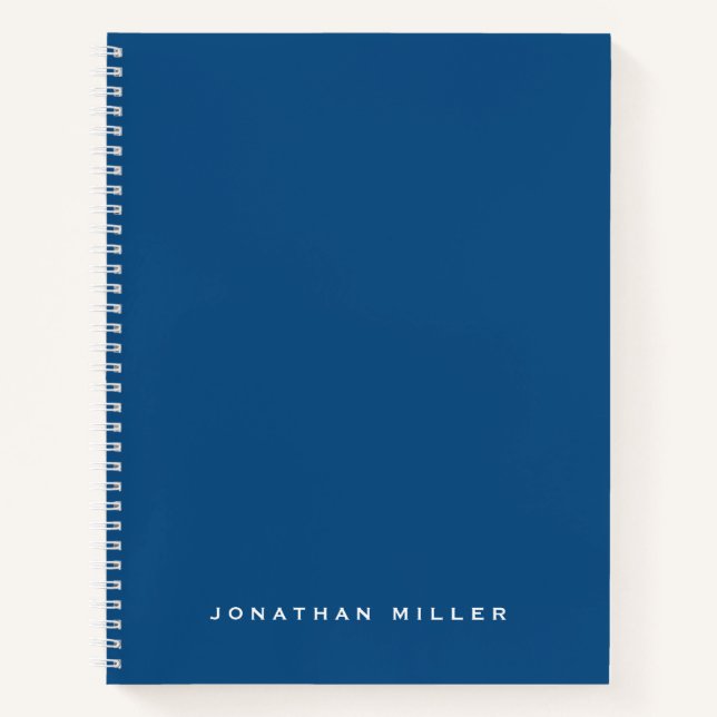 Carnet Nom personnalisé professionnel bleu et blanc (Devant)