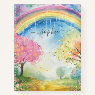Carnet Nom personnalisé Rainbow Sunshine and Rain