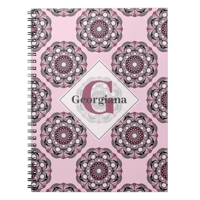 Carnet Nom Personnalisé Rose Dusky Cherry Blossom Dot Man (Devant)