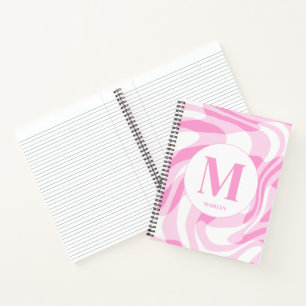 Carnet Nom personnalisé rose élégant blanc