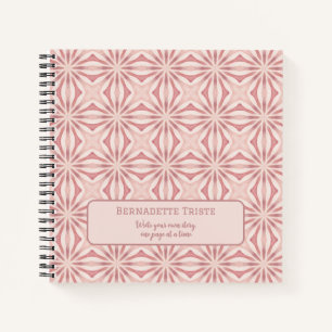 Carnet Nom Personnalisé Rose Moderne Floral Chic Joli Fil
