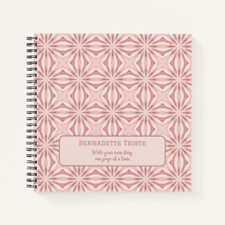 Carnet Nom Personnalisé Rose Moderne Floral Chic Joli Fil