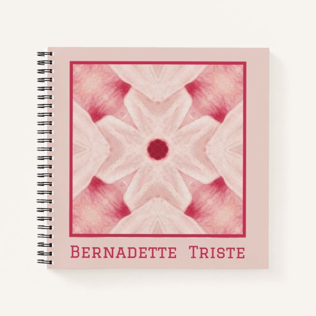 Carnet Nom Personnalisé Rose Moderne Floral Chic Joli Fil (Devant)