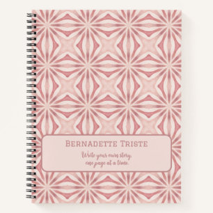 Carnet Nom Personnalisé Rose Moderne Floral Chic Joli Fil
