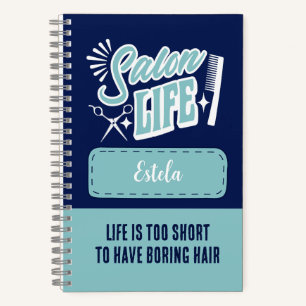 Carnet Nom personnalisé Salon cadeau de vie pour cheveux 